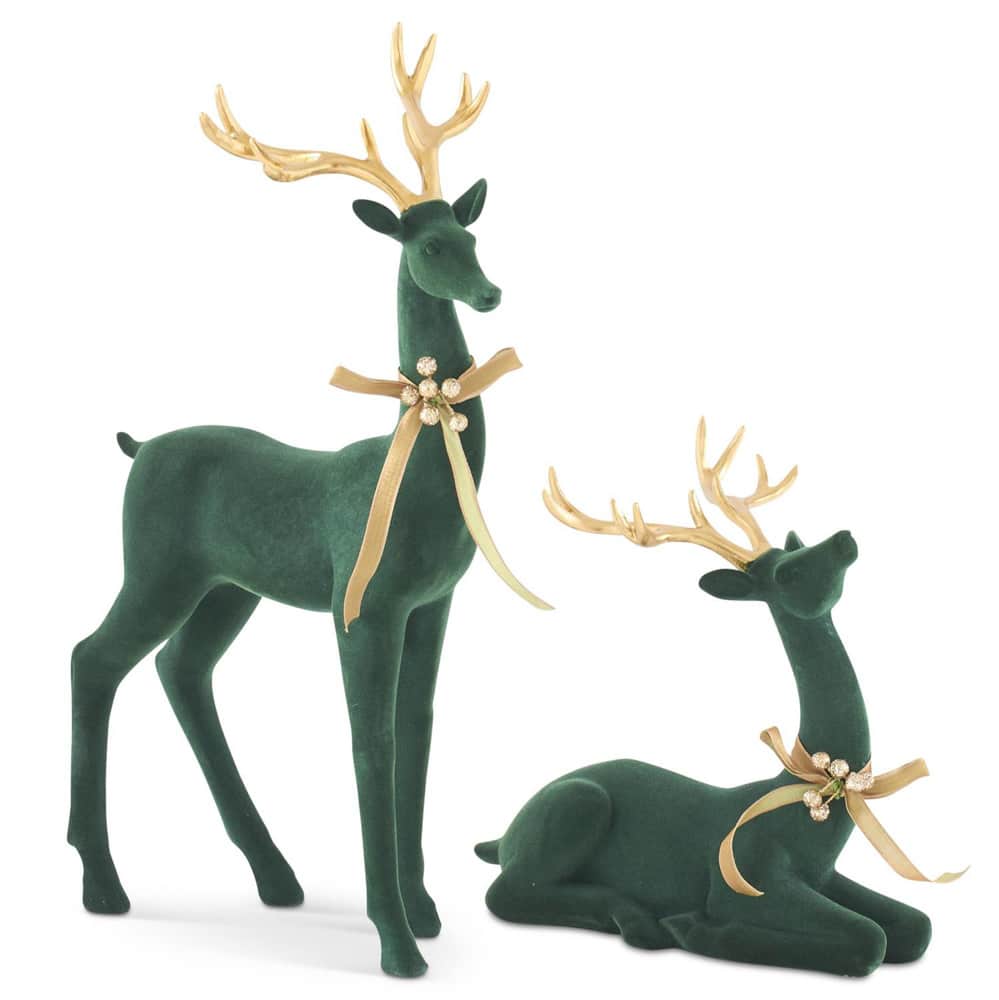 9.75"-17.75" Velvet Deer w/ Gold Set