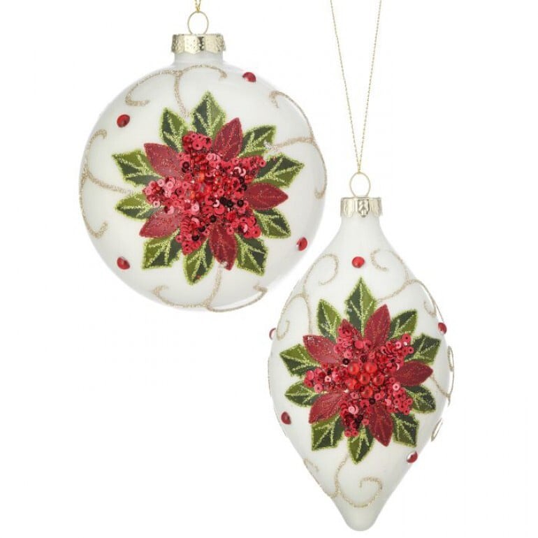 4" Sequin Jewel Poinsettia Ornament